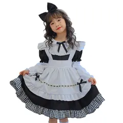 新品 [RPFLQ] 女の子 メイド服 アリス ドレス ハロウィン コスプレ 衣装 エプロン 半袖 長袖 子供 エプロン付き 可愛い 萌え ロリータ 人気 イベント 発表会 ワンピース 4点セット 袖カバー 学園祭 演出服