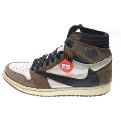 NIKE (ナイキ) ×TRAVIS SCOTT AIR JORDAN 1 RETRO HIGH OG TS SP トラヴィススコット エアジョーダン1 ハイカットスニーカー ブラウン/ホワイト US9.5/27.5cm CD4487-100