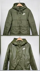 ナイキ フード リバーシブル ダウン アウター レディース XL カーキ