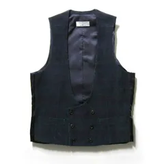 【新品】 TOMORROWLAND PILGRIM × Ermenegildo Zegna ／ トゥモローランド ピルグリム × エルメネジルドゼニア　CASHCO カシコ カシミヤ混 コーデュロイ ベスト ブラックウォッチ ネイビー ｜ 春 秋冬のサムネイル