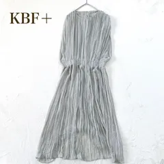 ケービーエフプラス ロング丈ワンピース ノースリーブ（One）プリーツ　ウエストギャザー フレア　ストライプ柄