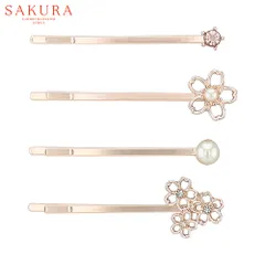 ＜SAKURAシリーズ＞ ヘアピン（4点セット） 桜モチーフ HHP0416-PG（ピンクゴールド）