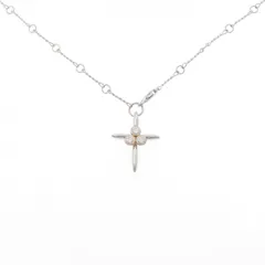 K18WG/K18PG クロス ダイヤモンド ネックレス 0.27CT