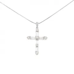 K18WG クロス ダイヤモンド ネックレス 0.98CT