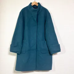 ナチュラルビューティーベーシック 22AW MANTECOスタンドカラーコート イタリアンファブリック ウール70% グリーン M