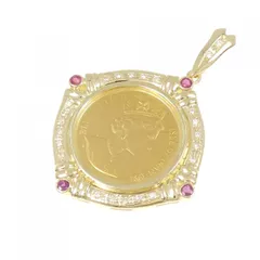 K18YG(枠) ルビー コイン ペンダント