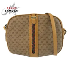 GUCCI グッチ ヴィンテージ オールドグッチ マイクロGG ベージュ ゴールド金具 PVC/レザー ショルダーバッグ ポシェット レディース 504107【中古】