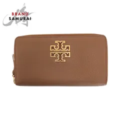 美品 Tory Burch トリーバーチ ブリテン ブラウン ゴールド金具 レザー 長財布 ラウンドファスナー レディース 505759【中古】