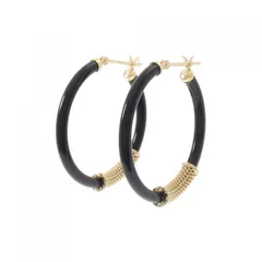 K18YG フープ オニキス ピアス