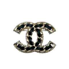 【中古】CHANEL シャネル ブローチ　B23P ココマーク　ラインストーン　ゴールドプレート ブローチ  ゴールド レディース メタル　レザー