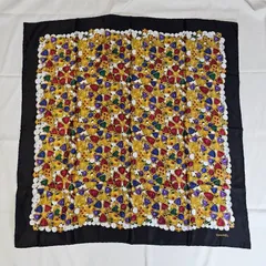 【極美品】シャネル スカーフ シルク チェーン柄 黒 金 タグ付