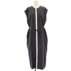 アーバンリサーチ URBAN RESEARCH シャツワンピース マキシ ロング フレンチスリーブ リボン 38 紺 ネイビー /HN