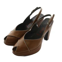 ミュウミュウ miumiu パンプス サンダル レザー 36 ブラウン オープントゥ /AQ ■OS