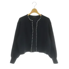 グリーンレーベルリラクシング ユナイテッドアローズ green label relaxing カーディガン ニット パール装飾 ノーカラー 紺 /MI ■OS