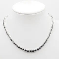 L221 ブラックダイヤモンド風 テニス ネックレス BF刻印 シルバー デザイン