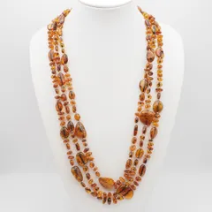 L677 琥珀 コハク アンバー ロング ネックレス デザイン