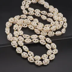 L862 淡水真珠 パール ロング ネックレス ゴールド デザイン 6月誕生石