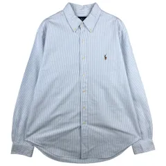 古着 ラルフローレン Ralph Lauren CLASSIC FIT クラシックフィット 半袖 ボタンダウン ストライプシャツ メンズL相当/eaa602387