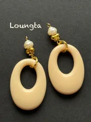 3906チェコビーズピアス パールピアス 大ぶりピアス 樹脂ピアス