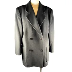 【管2512-228】Burberrys バーバリーズ  ウールカシミヤ混 ダブルブレスト コート 9AR ブラック 黒 ヴィンテージ レディース  中古