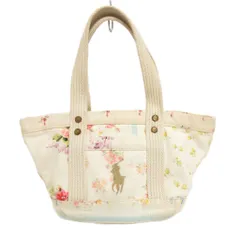 ポロ ラルフローレン POLO RALPH LAUREN トートバッグ キャンバス 花柄 ビッグポニー 刺繍 白 ホワイト系 ☆AA★