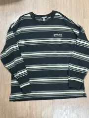 H&M メンズ ストライプ 長袖 Tシャツ