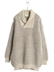 【お得なクーポン配布中!】 80's アイルランド製 Quill's ショールカラー ニット セーター メンズ XL 程 ヴィンテージ ハンドメイド ウール ポップコーン 大きいサイズ