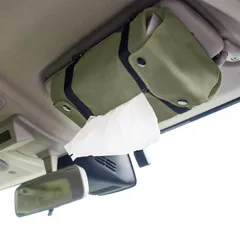 [Jimania] 車用 ティッシュケース 箱ごと入る ティッシュボックス (ジムニー 専用設計の３WAY) 『 サンバイザー/助手席前(横・縦) / ヘッドレスト で使用可能！ 』 (帆布製/吊り下げ可) 【ジムニー以外も スズキ トヨタ で幅広く使用可能！
