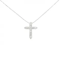 K18WG/750WG クロス ダイヤモンド ネックレス 0.50CT