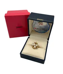 田崎真珠/TASAKI K18 パール4.5-6.0mm 赤石 リング 8号 中古 D4