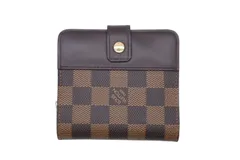 極美品 LOUIS VUITTON ルイヴィトン 二つ折り財布 コンパクトジップ M61668 ダミエキャンバス エベヌ ゴールド金具 中古 4b010769