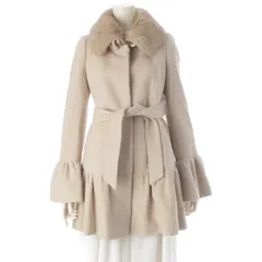 BURBERRY BLUE LABEL ベージュ コート 36 フリル ファー バーバリーブルーレーベルファーコート