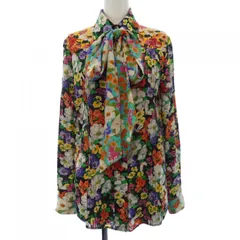 現行✨GUCCI シャツブラウス 花柄 フリル リボンタイクリスタルボタン 現行✨GUCCI シャツブラウス 花柄 フリル リボンタイクリスタルボタン