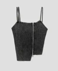 エイトセカンズ ジッパー デザインテープ ニット ビスチェ ヒップst ノースリーブ ノーブランド 服