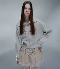 新品) CHUCK（チャック）シンボル ダメージ クロップド KERA（カラ）ジップアップ (オートミール) 服