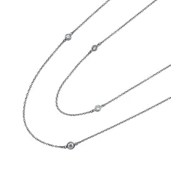 ティファニー TIFFANY＆CO バイザヤード ロングネックレス 9P Pt950 ダイヤモンド ジュエリー