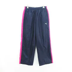 プーマ PUMA パンツ ボトムス ウィンドブレーカー ロング丈 ロゴ 裏起毛 O ネイビー×ピンク スポーツウェア ※EKM