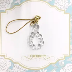 【福祉施設制作】ココリティーズ作　ストラップ「パワーストーンストラップ（水晶）」　NO.4798　TN