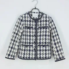 ヴィンテージ キッズ ツイード 裏キルティング コットン ジャケット アイボリー 15 (HU42112)