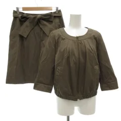 エマジェイムス EMMAJAMES タグ付き セットアップ ノーカラージャケット スカート 11 13 リボン 茶 ブラウン /GV ■GY58