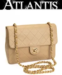 シャネル CHANEL ミニマトラッセ20 チェーンショルダーバッグ ラムスキン ベージュ G金具 1番台 【73118】