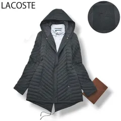 ラコステ フーディー キルティング ダウンジャケット コート 40 グレー ♪
