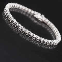 L206 ダイヤモンド風 テニス ブレスレット BF刻印 デザイン シルバー