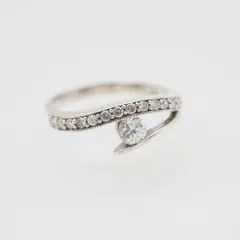 L382 ダイヤモンド風 925刻印 リング ラインストーンデザイン シルバー 指輪 15号