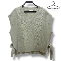 GLACIER／緑／グリーン／ニットベスト／重ね着／ウール１５％／おしゃれ／上品／L