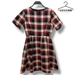 emiriawiz／半袖／チェック／赤／レッド／黒／ブラック／総柄／高級感／上品／チュニック／ワンピース／S