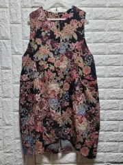 フラワー パータン コットン ベスト ロング丈