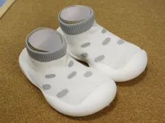 ★国内在庫・即日出荷★【サイズ11.5cm/12.5cm】ソックスシューズ/靴下靴 K17-4灰水玉柄 グレードット ファーストシューズ ベビーシューズ 室内履き 上履き　小さい足の子 低出生体重児