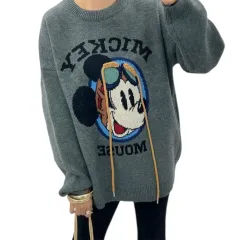 ミッキーマウス キャラクター ニット セーター グレー