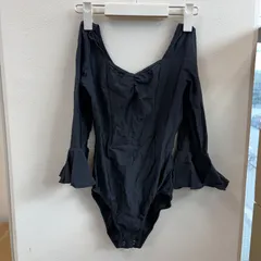 【タカダンス】ダンス衣装  レオタード ボディスーツ 黒 ブラック 袖フリル